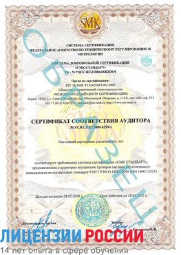 Образец сертификата соответствия аудитора №ST.RU.EXP.00014299-1 Армянск Сертификат ISO 14001